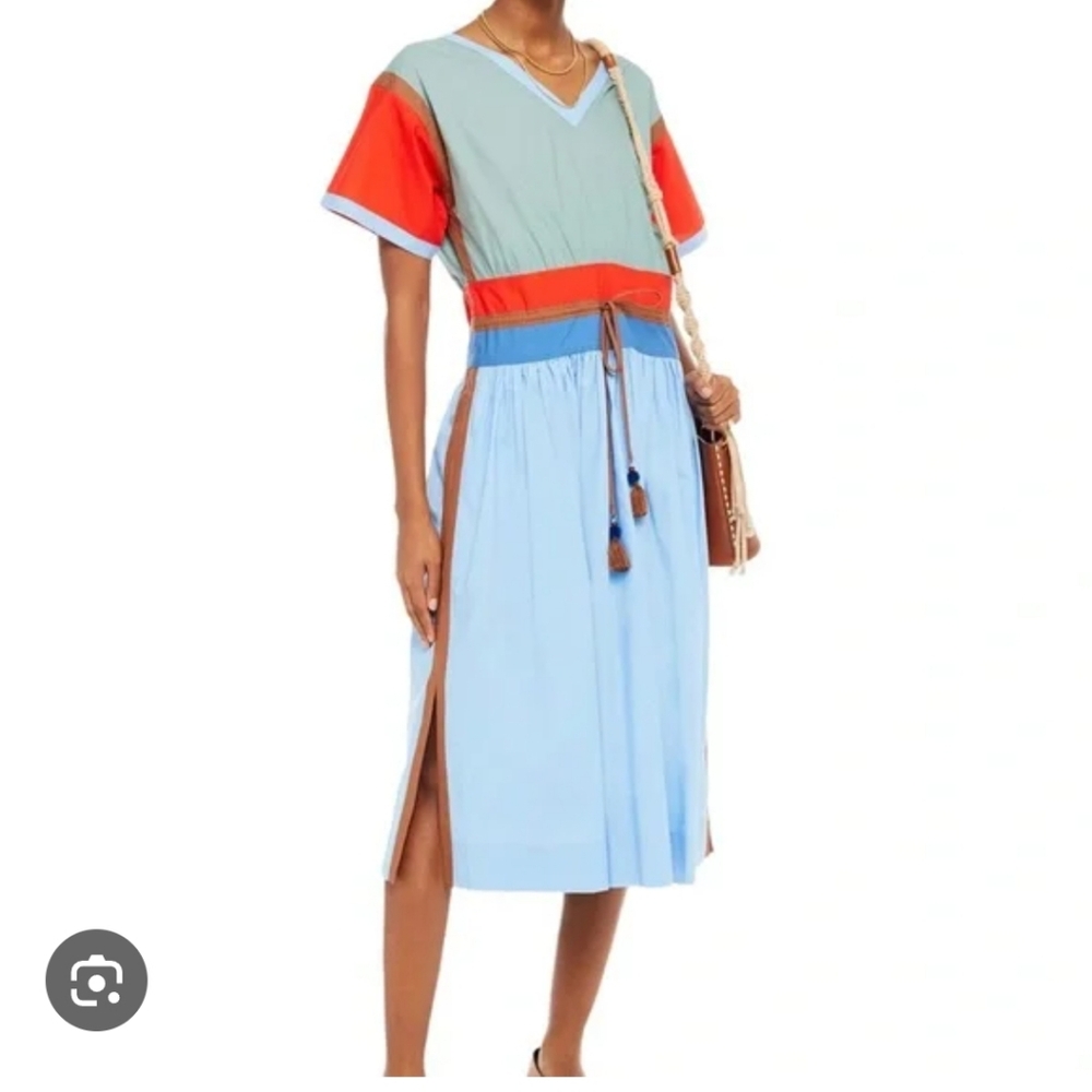 Tory Burch Multicolor V-Neck Midi Dress